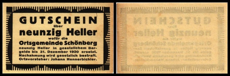 Schönberg
 P:gelb, D:schwarz 30,50,75,90 Heller I