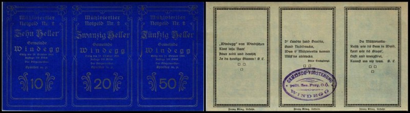 Windegg
 Mühlviertler Notgeld Nr. 2, Streifen, P:blau, D:silber, Auflage 100 St...