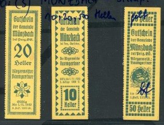 Münzbach
 3. Auflage 1000 Stück 10,20,50 Heller I