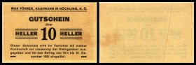 Nöchling
 P:gelb, blau, rot(rosa), Max Führer 10,20,50 Heller I