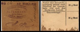 Altenmarkt
 auf Feldpostkarten, handschriftlich und Stempel, selten 10,20,50 Heller I