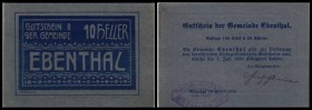 Ebenthal
 10x10 Heller Querformat, 10x10 Heller Hochformat, verschiedenfarbig, Gstpl., eh U.d.BM, Auflage 100 Stück à 20 Scheine, sehr selten 20x10 H...