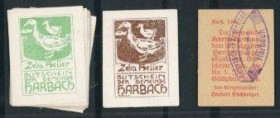 Harbach
 in 6 verschiedenen Farben, Auflage 100., Gstpl., sehr selten 12x10 Heller I