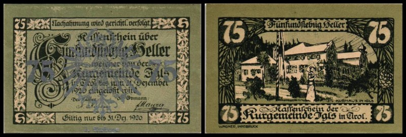 Igls
 2. Auflage, Aufdruck silber, nicht im Katalog 20,40,60,75 Heller I