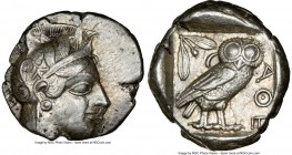 ATTICA. Athens. Ca. 440-404 BC. AR tetradrachm (25mm, 17.18 gm, 1h). NGC Choice XF 4/5 - 4/5. Mid-mass coinage issue. Head of Athena right, wearing cr...