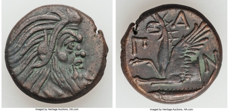CIMMERIAN BOSPORUS. Panticapaeum. 4th century BC. AE (20mm, 7.65 gm, 11h). Choic...
