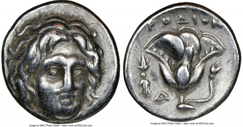 CARIAN ISLANDS. Rhodes. Ca. 305-275 BC. AR didrachm (19mm, 11h). VF. Head of Hel...