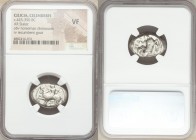 CILICIA. Celenderis. Ca. 425-350 BC. AR stater (23mm, 6h). NGC VF. Persic standard, ca. 425-400 BC. Youthful nude male rider, reins in right hand, ken...