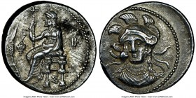 CILICIA. Soloi. Balacros, as Satrap (ca. 333-323 BC). AR stater (24mm, 6h). NGC Choice XF, scratches. Baaltars seated left on backless throne, scepter...