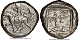 CILICIA. Tarsus. Ca. late 5th century BC. AR stater (20mm, 11h). NGC XF. Ca. 420-410 BC. Satrap on horseback riding left, reins in left hand, lotus up...