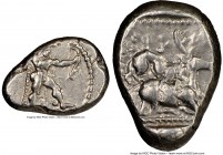 CYPRUS. Citium. Azbaal (ca. 449-425 BC). AR stater (23mm, 9h). NGC Choice VF. Heracles in fighting stance right, nude but for lion skin around shoulde...