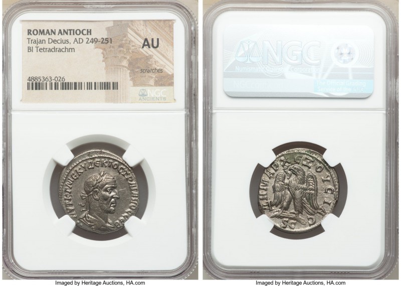 SYRIA. Antioch. Trajan Decius (AD 249-251). BI tetradrachm (26mm, 1h). NGC AU, s...