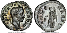 Severus Alexander (AD 222-235). AR denarius (22mm, 3.16 gm, 1h). NGC Choice AU 5/5 - 5/5. Rome, AD 228-231. IMP SEV ALEXAND AVG, laureate head of Seve...