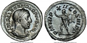 Severus Alexander (AD 222-235). AR denarius (20mm, 2.90 gm, 12h). NGC Choice AU 5/5 - 3/5, scratches. Rome, AD 233. IMP ALEXANDER PIVS AVG, laureate, ...