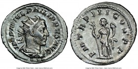 Philip I (AD 244-249). AR antoninianus (24mm, 3.37gm, 7h). NGC AU 4/5 - 5/5. Rome, AD 246. IMP M IVL PHILIPPVS AVG, radiate, draped and cuirassed bust...