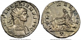 Aurelian (AD 270-275). BI antoninianus (23mm, 2.52 gm, 6h). NGC AU 4/5 - 3/5, brushed. Mediolanum, 3rd officina, 2nd period. IMP AVRELIANVS AVG, radia...