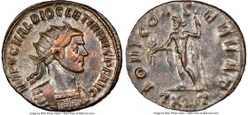 Diocletian (AD 284-305). BI antoninianus (22mm, 11h). NGC Choice XF. Ticinum, 3rd officina, AD 285. IMP C C VAL DIOCLETIANVS P F AVG, radiate, cuirass...
