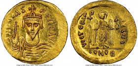 Phocas (AD 602-610). AV solidus (21mm, 4.47 gm, 6h). NGC MS 4/5 - 4/5. Constantinople, 10th officina, AD 607-609. d N FOCAS-PЄRP AVG, crowned, draped ...