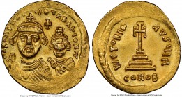 Heraclius (AD 610-641) and Heraclius Constantine. AV solidus (21mm, 4.48 gm, 7h). NGC Choice AU 4/5 - 3/5, light graffito. Uncertain eastern mint, pos...