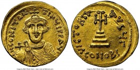 Constans II Pogonatus (AD 641-668). AV solidus (20mm, 4.50 gm, 5h). NGC MS 4/5 - 3/5, brushed. Constantinople, 3rd officina, AD 641-647. d N CONStAN-t...