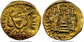 Constantine IV Pogonatus (AD 668-685). AV solidus (18mm, 4.25 gm, 5h). NGC Choice AU 4/5 - 3/5, clipped. Constantinople, uncertain officina, AD 669-67...
