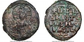 Anonymous. Class A3. Time of Basil II and Constantine VIII (AD 1020-1028). AE follis (28mm, 10.72 gm, 6h). NGC Choice AU 4/5 - 3/5. Constantinople. +E...