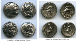 ANCIENT LOTS. Greek. Macedonian Kingdom. Ca. 336-323 BC. Lot of four (4) AR drachms. About VF-VF. Includes: (4) Alexander III the Great (336-323 BC), ...
