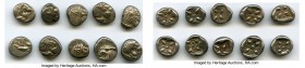 ANCIENT LOTS. Greek. Ionia. Miletus. Ca. late 6th-5th centuries BC. Lot of ten (10) AR 1/12th staters or obols. VG-VF. Milesian standard. Forepart of ...