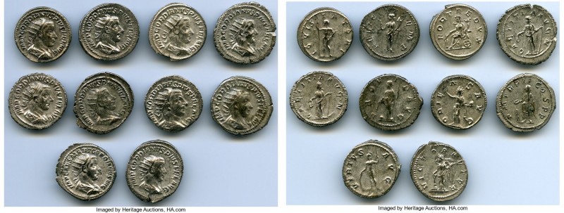 ANCIENT LOTS. Roman Imperial. Gordian III (AD 238-244). Lot of ten (10) AR anton...