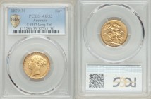 Victoria gold Sovereign 1879-M AU53 PCGS, Melbourne mint, KM7, S-3857. Long tail.

HID09801242017