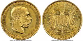 Franz Joseph I gold 20 Corona 1892 AU58 NGC, KM2806. AGW 0.1960 oz.

HID09801242017