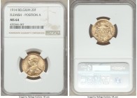 Albert I gold 20 Francs 1914 MS64 NGC, KM79. Flemish, position A variety. AGW 0.1867 oz.

HID09801242017