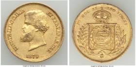Pedro II gold 10000 Reis 1875 XF, Rio de Janeiro mint, KM467. 22.8mm. 8.94gm. AGW 0.2643 oz. 

HID09801242017