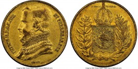 Pedro II gold 20000 Reis 1849 XF45 NGC, Rio de Janeiro mint, KM461. Mintage 6,464. First year of three year type. AGW 0.5286 oz. 

HID09801242017