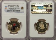 Elizabeth II gold Proof 75 Dollars 2007 PR69 Ultra Cameo NGC, KM749. Enameled R.C.M.P. design, struck for the Vancouver Olympics in 2010. AGW 0.2249 o...