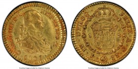 Charles IV gold Escudo 1805 P-JT AU50 PCGS, Popayan mint, KM56.2. Lovely russet toning in recessed areas. 

HID09801242017