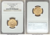 Republic gold 5 Pesos 1919 MS62 NGC, KM195.1. Stonecutter type.

HID09801242017