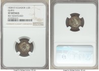 Republic 1/2 Real 1838 QUITO-ST XF Details (Reverse Scratched) NGC, Quito mint, KM22. Two year type, with sunface over condor topped mountains divided...