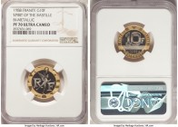 Republic bi-metallic gold, silver & palladium Proof 10 Francs 1988 PR70 Ultra Cameo NGC, KM964.1a. AGW 0.3549 oz. With a palladium and silver alloy ce...