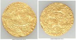Edward III (1327-1377) gold 1/2 Noble ND (1363-1369) VF (Clipped), Treaty Period, S-1506, N-1238. Crowned king with sword and shield standing facing i...
