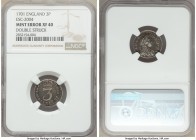 William III Mint Error - Double Struck 3 Pence 1701 XF40 NGC, KM501, S-3550, ESC-2004. Double struck issue with second strike slightly off center. 

H...