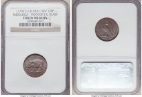 George III Pair of Certified Assorted Condor Tokens NGC, 1) Middlesex. Pidcock's copper Farthing (1/4 Penny) Token ND (1790's) - MS66 Brown, D&H-1067 ...