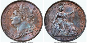 George IV Farthing 1825 MS64 Brown NGC, KM677. Bold, lustrous strike with bright teal hues accented with light pink tones.

HID09801242017