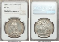 Victoria Crown 1889 AU58 NGC, KM765. Lightest of wear with slight hairlines on the surface. 

HID09801242017