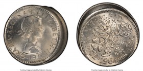 Elizabeth II Mint Error - Struck 10% Off Center 6 Pence 1964 MS65 PCGS, KM903.

HID09801242017