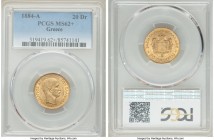 George I gold 20 Drachmai 1884-A MS62+ PCGS, Paris mint, KM56. AGW 0.1867 oz.

HID09801242017
