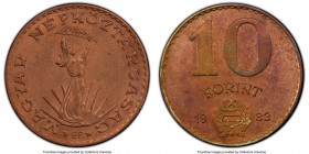 People's Republic Mint Error - Wrong Planchet 10 Forint 1983 MS63 PCGS, Budapest mint, KM636 (Aluminum-Bronze) but struck on bronze planchet. 

HID098...