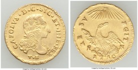Sicily. Carlo gold Oncia 1750 VB-FN XF, Palermo mint, KM173. 21.9mm. 4.40gm. Adjustments both sides. 

HID09801242017