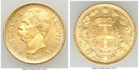 Umberto I gold 20 Lire 1882-R UNC, Rome mint, KM21. 21.3mm. 6.44gm. Highly reflective fields and strong strike. AGW 0.1867 oz. 

HID09801242017