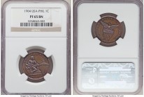 USA Administration Proof Centavo 1904 PR65 Brown NGC, KM163. When rotated in the light, this chocolate brown coin lights up with vivid magenta and oce...